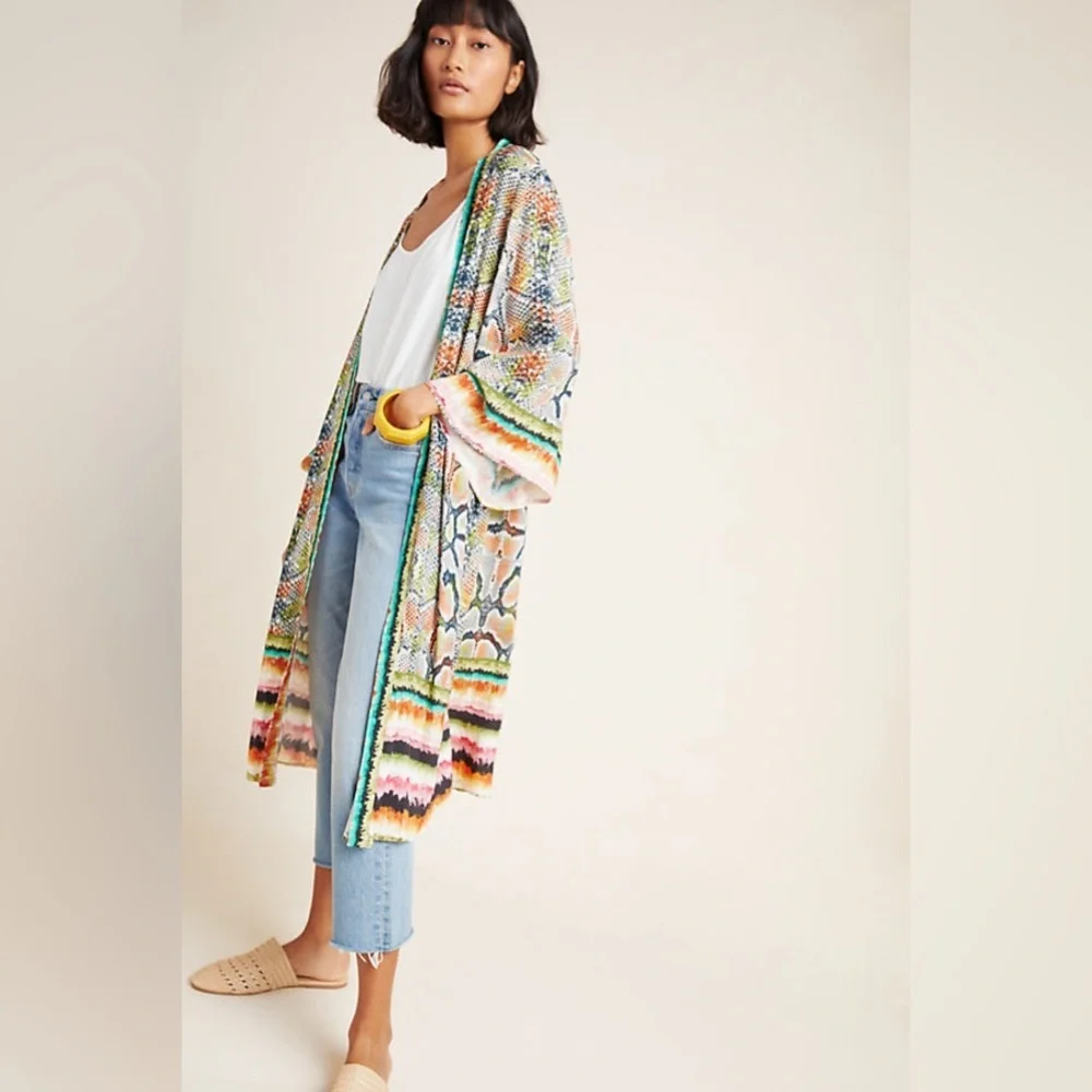 Anthropologie Bl-nk snake print Anette Kimono one size - Picture 2 of 5